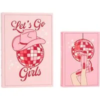 Set of 2 Cowgirl Book Boxes - Pink