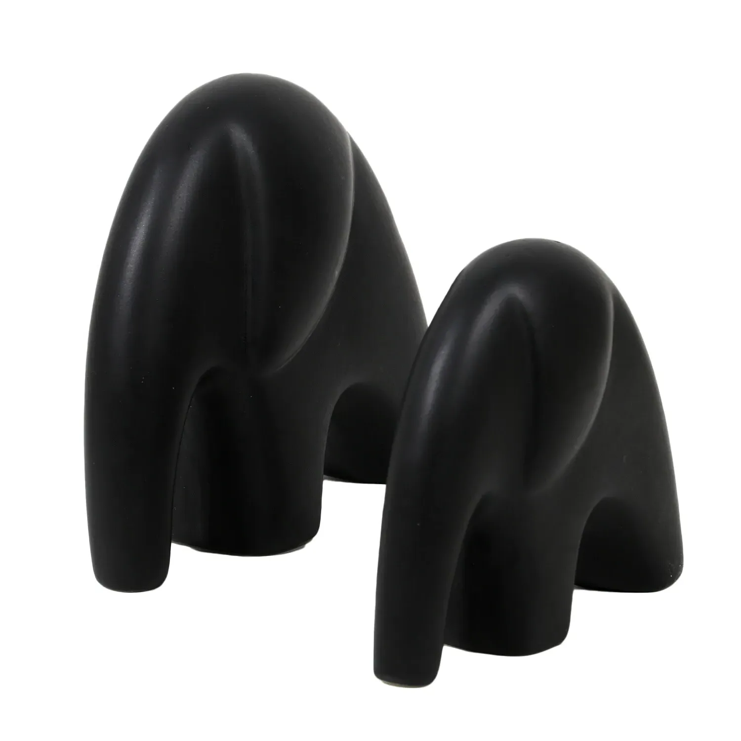 Set of 2 Elephant Ornaments - Black