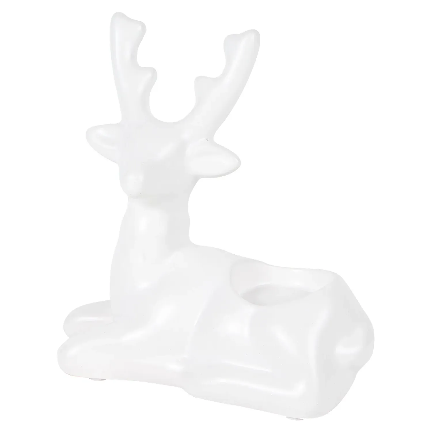 Set of 2 Reindeer Tealight Holders - White