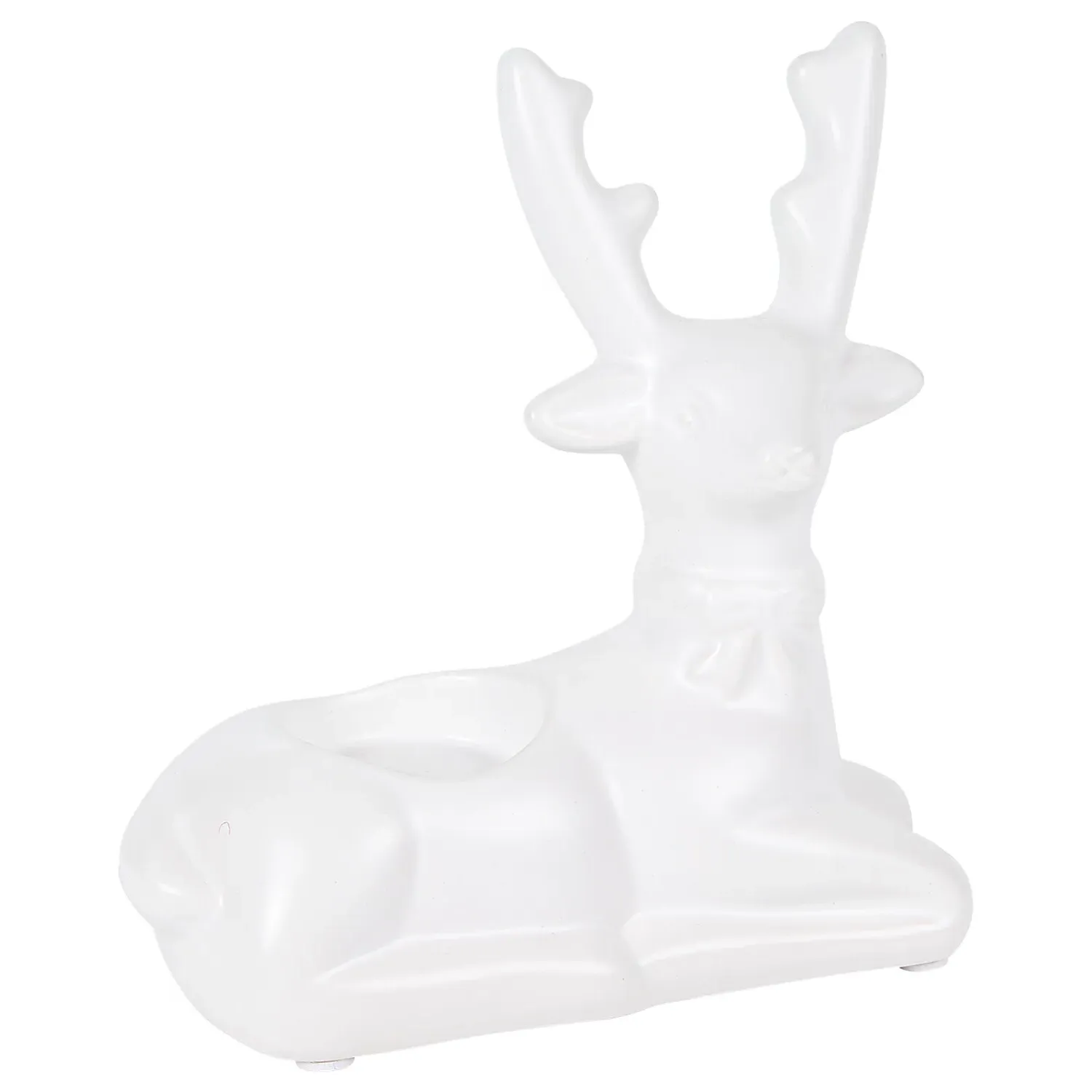 Set of 2 Reindeer Tealight Holders - White