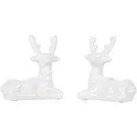Set of 2 Reindeer Tealight Holders - White