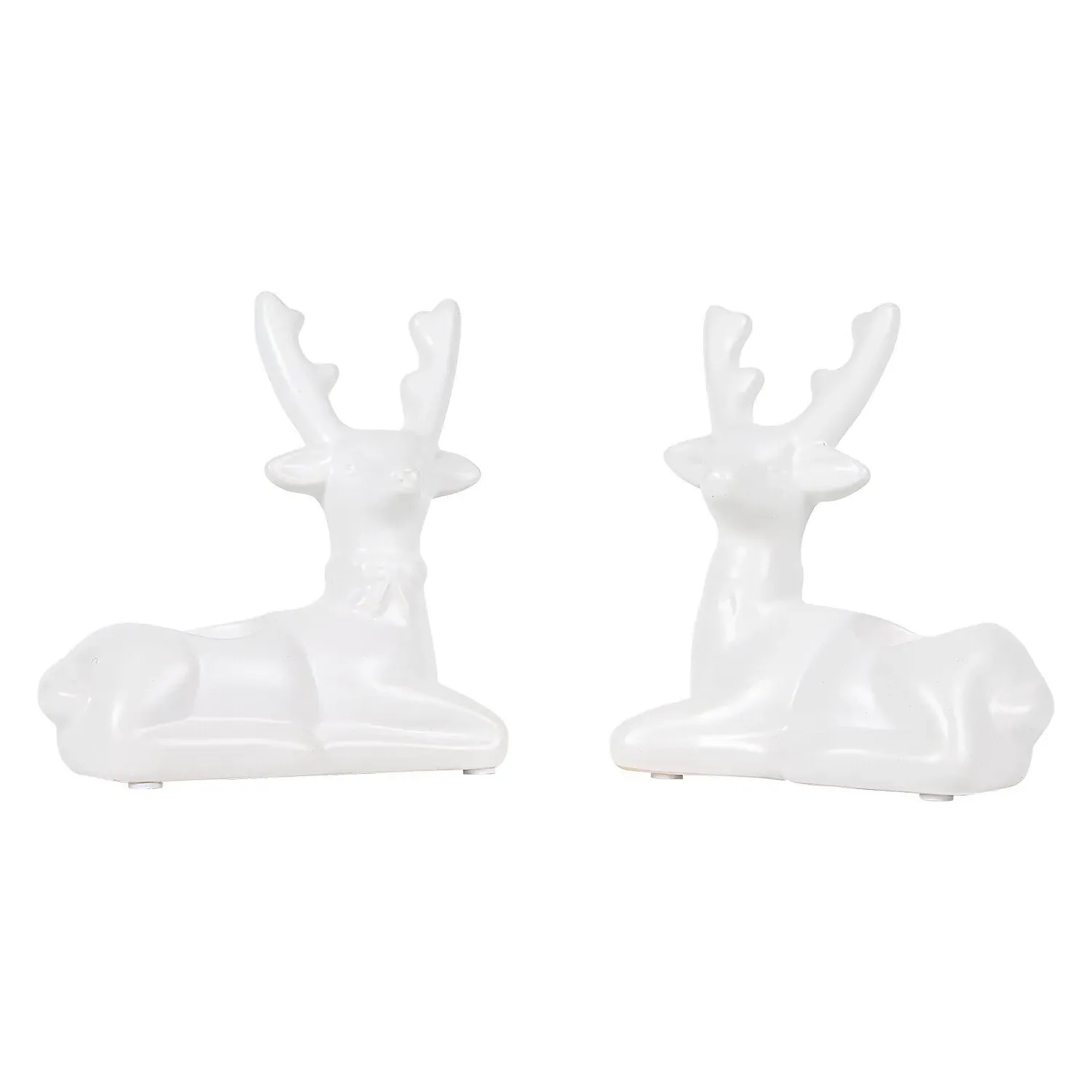 Set of 2 Reindeer Tealight Holders - White