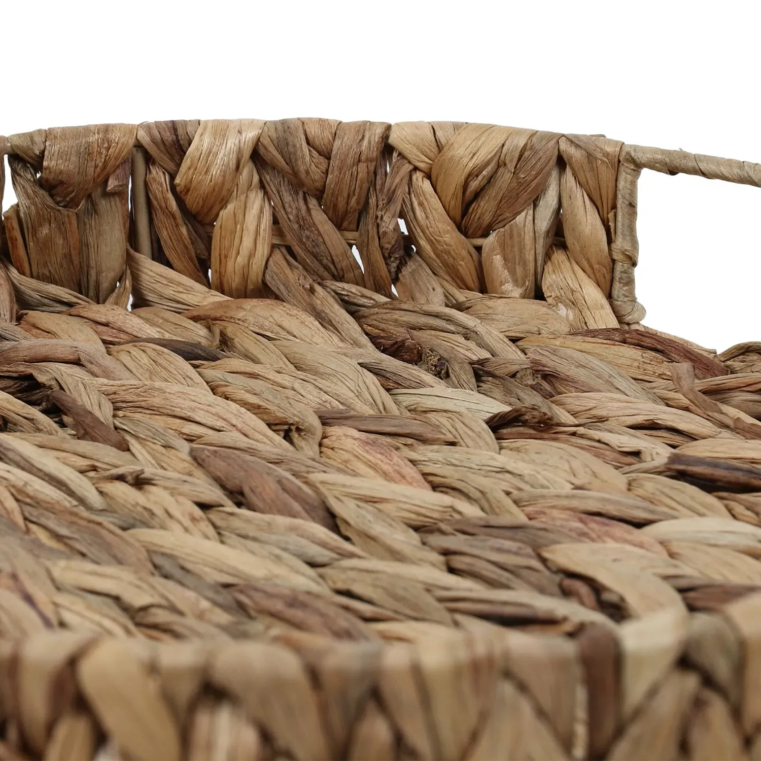 Set of 2 Round Water Hyacinth Trays - Brown