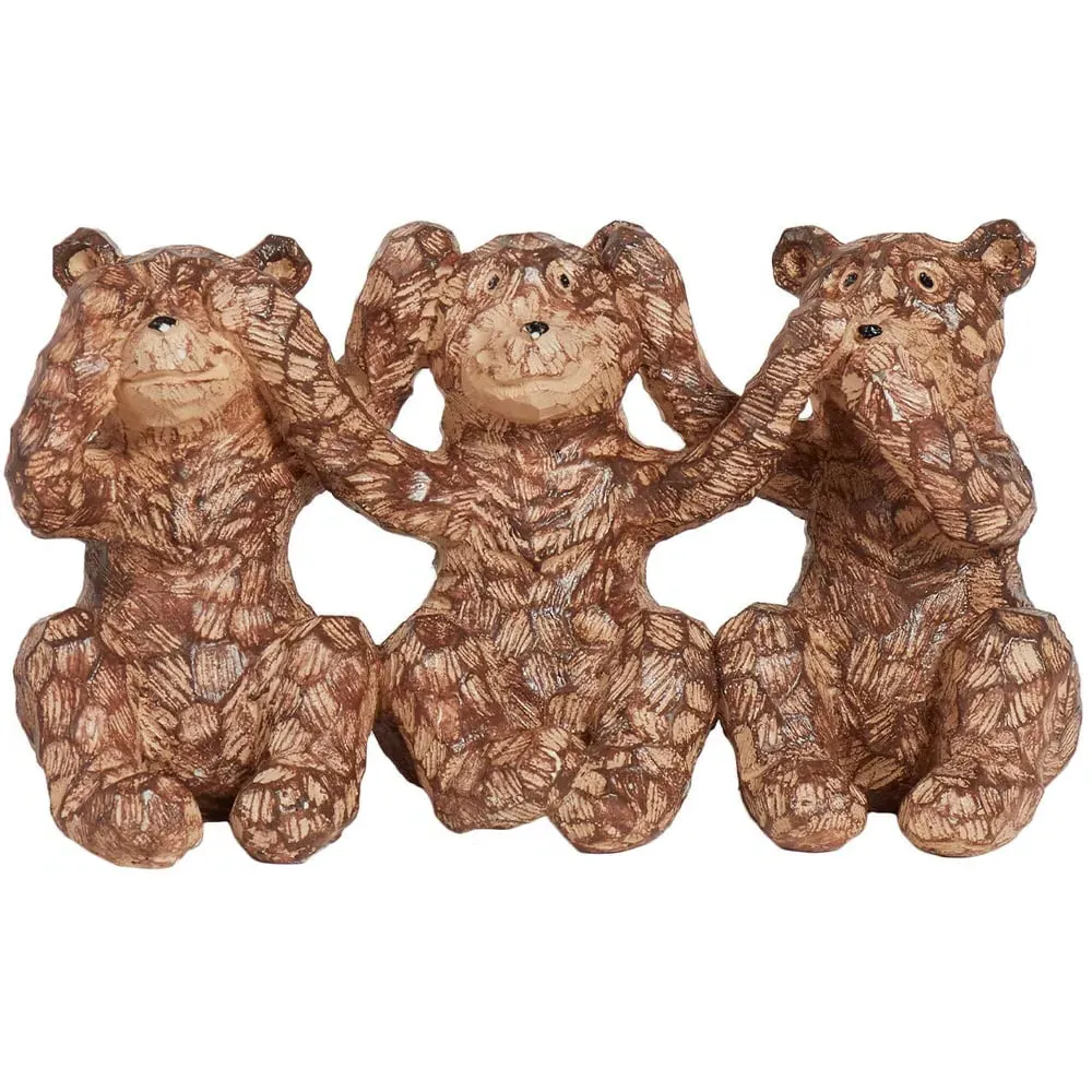 Set of 3 Brown Bears Ornament - Brown image