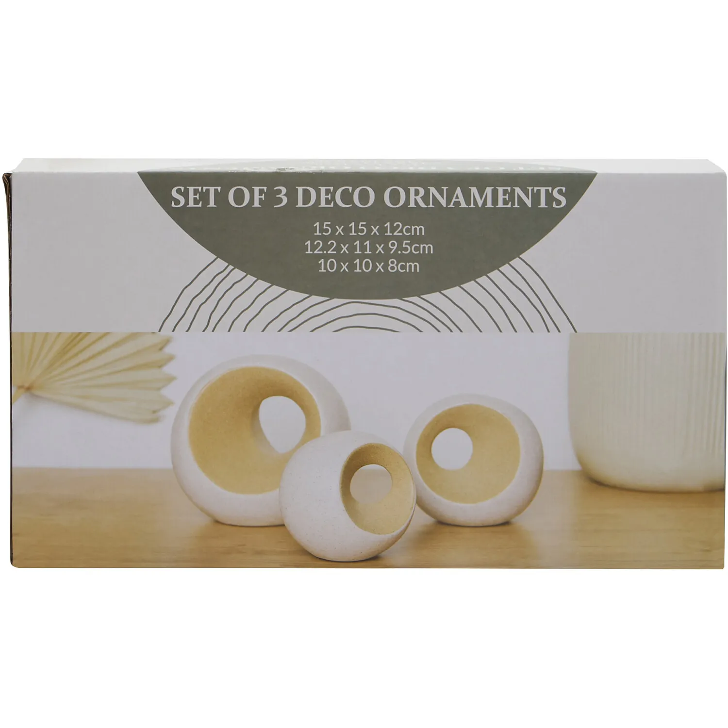 Set of 3 Deco Ornaments - Natural