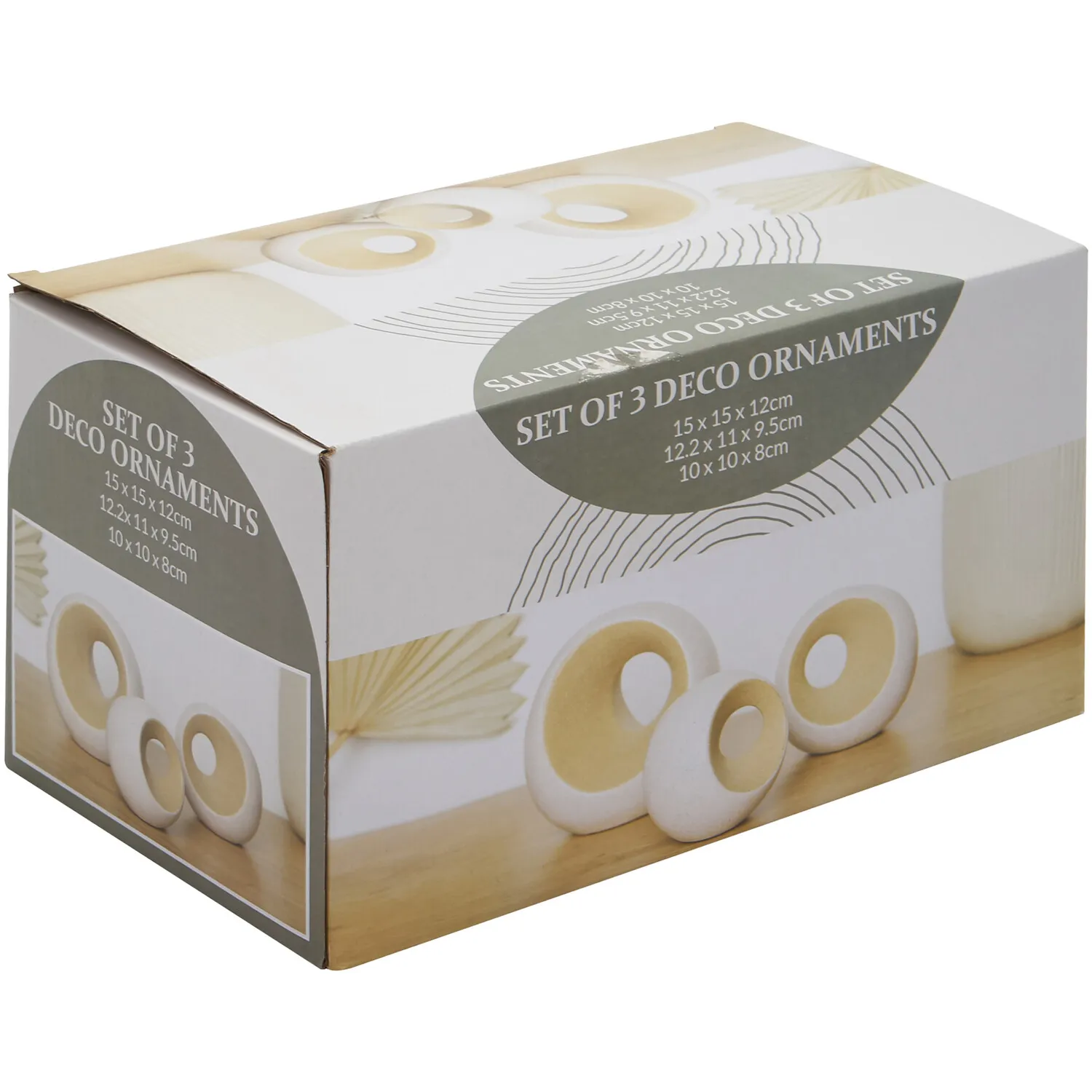 Set of 3 Deco Ornaments - Natural