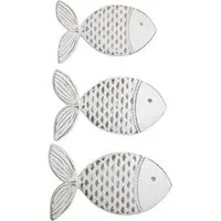 Set of 3 Fish Wall Art - White