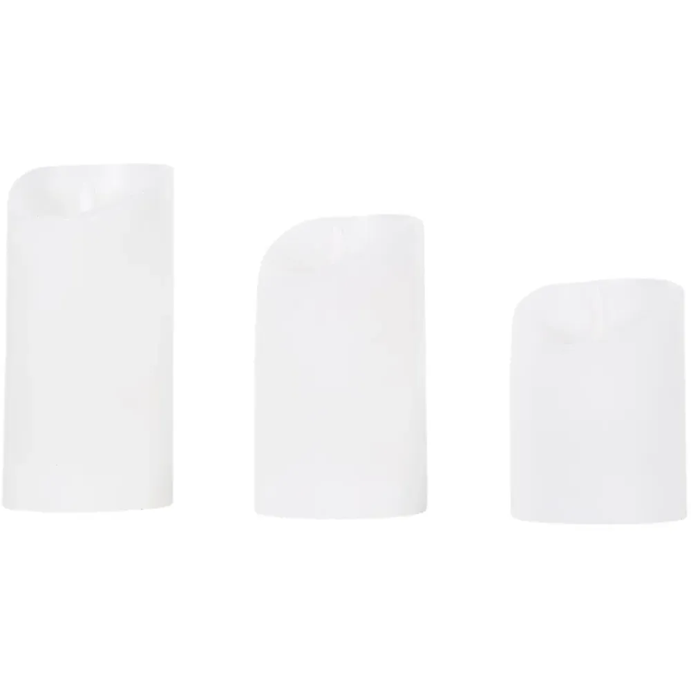Set of 3 LED Scented Candles - White, Suede