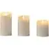 Set of 3 LED Scented Candles - White, Suede