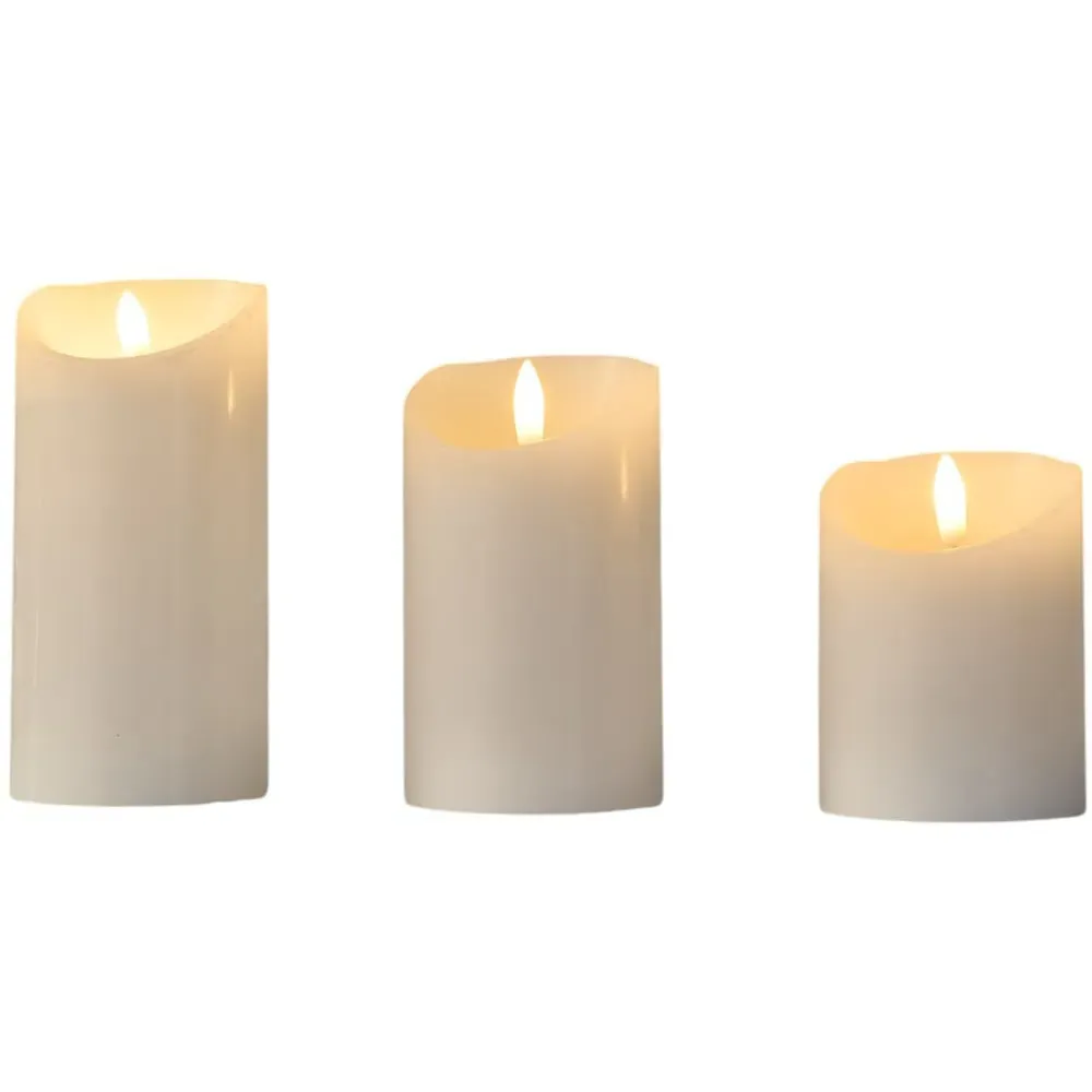 Set of 3 LED Scented Candles - White, Suede image