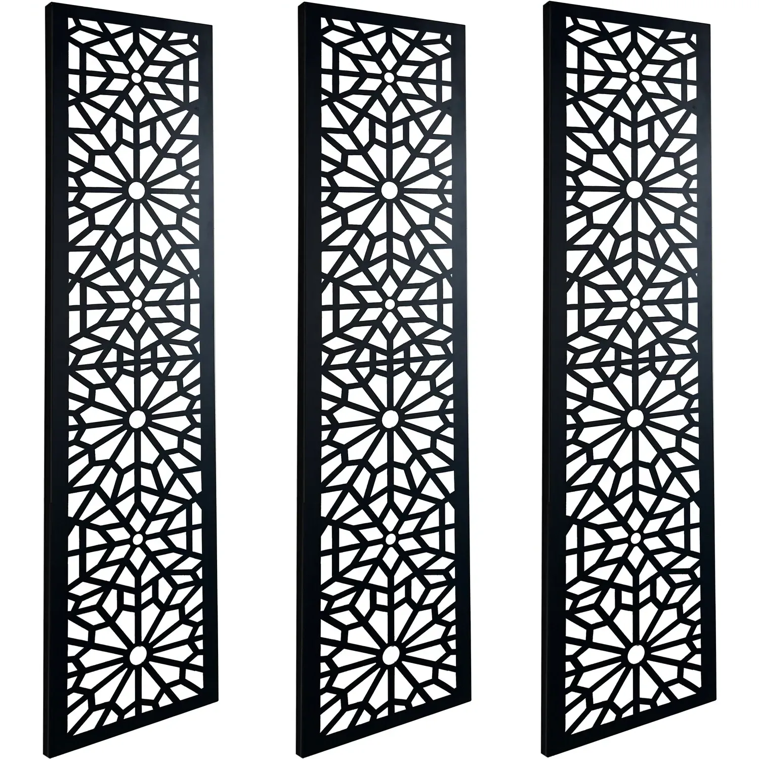 Set of 3 Metal Wall Screens - Black
