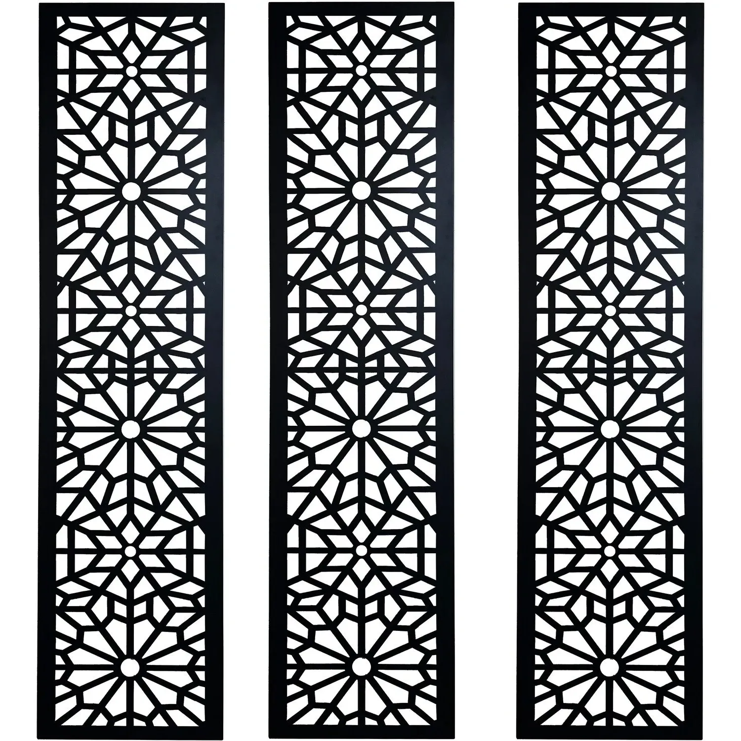 Set of 3 Metal Wall Screens - Black
