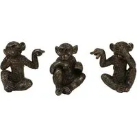 Set of 3 Monkey Ornaments - Brass