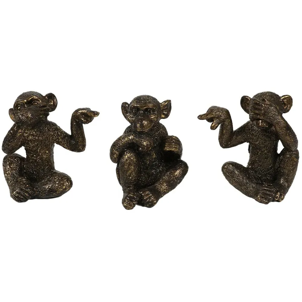 Set of 3 Monkey Ornaments - Brass