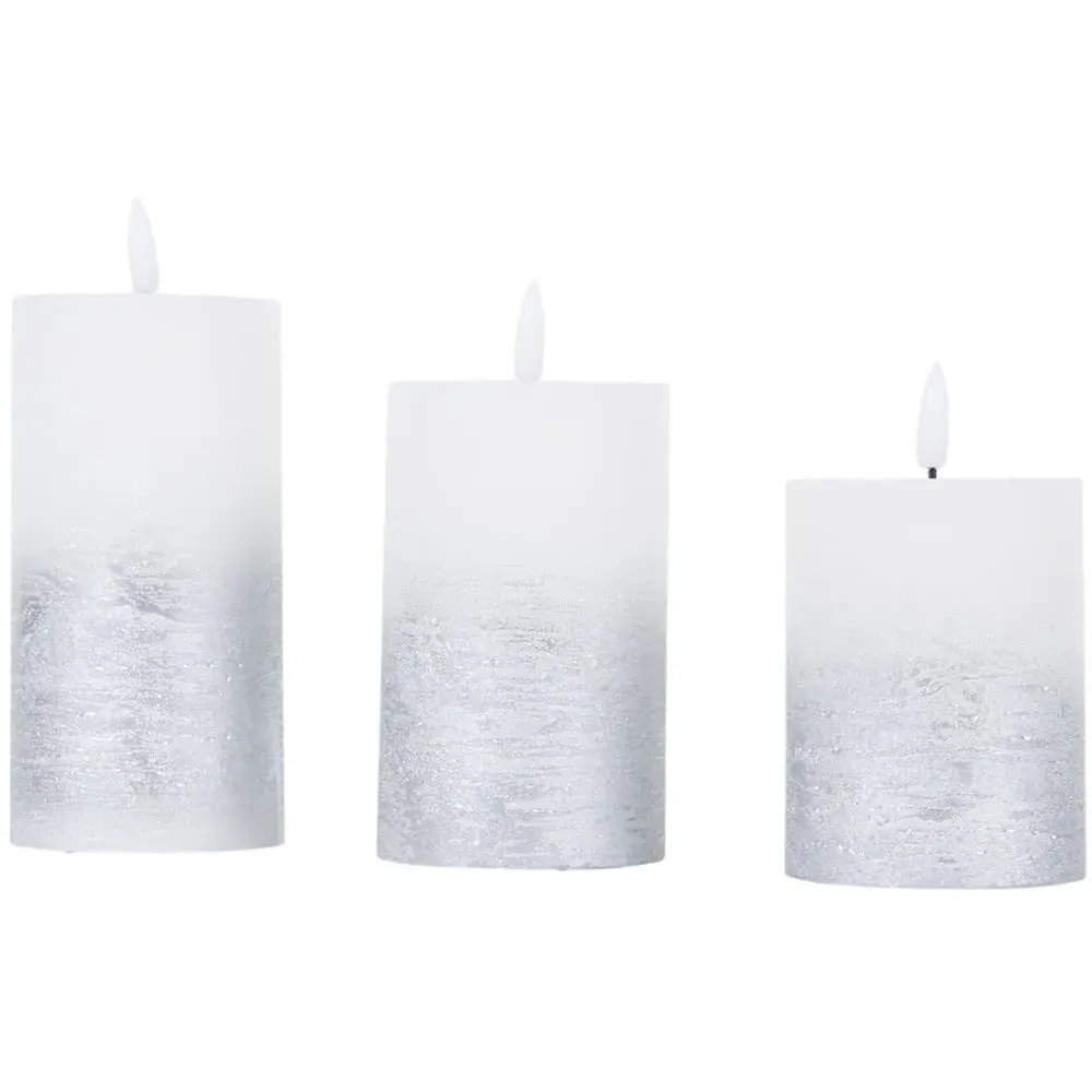 Set of 3 Ombre LED Candles - Silver image
