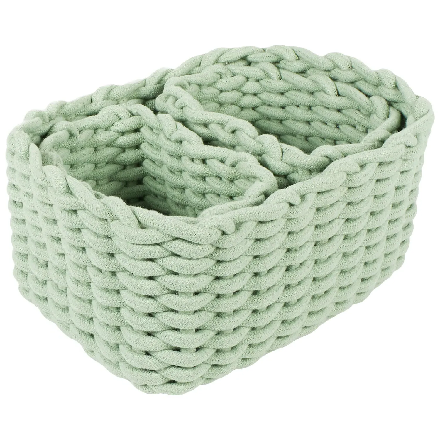Set of 3 Rope Storage Baskets - Sage