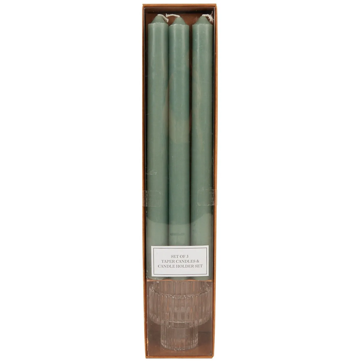 Set of 3 Taper Candles and Candle Holder - Multicolour image