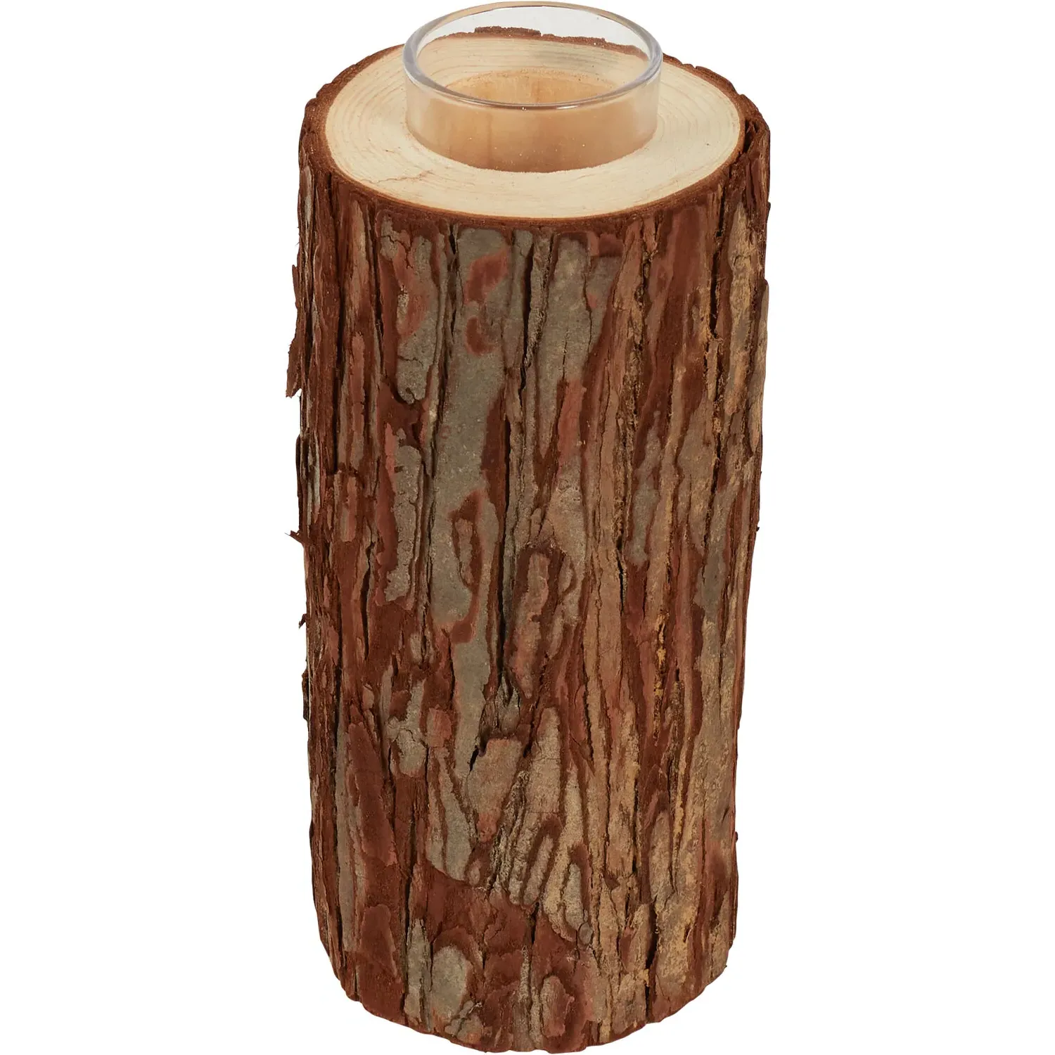 Set of 3 Wood Tealight Holders - Brown