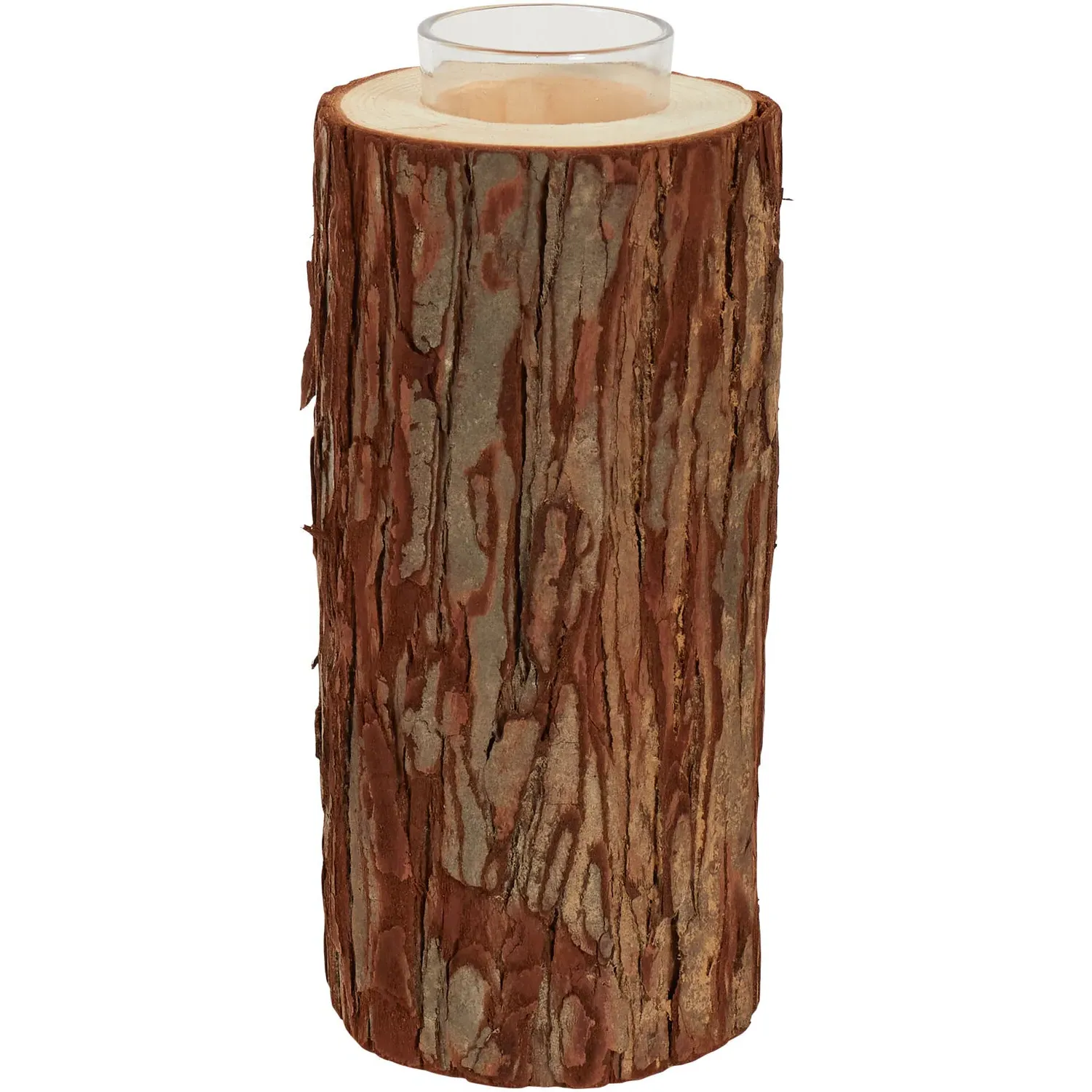 Set of 3 Wood Tealight Holders - Brown