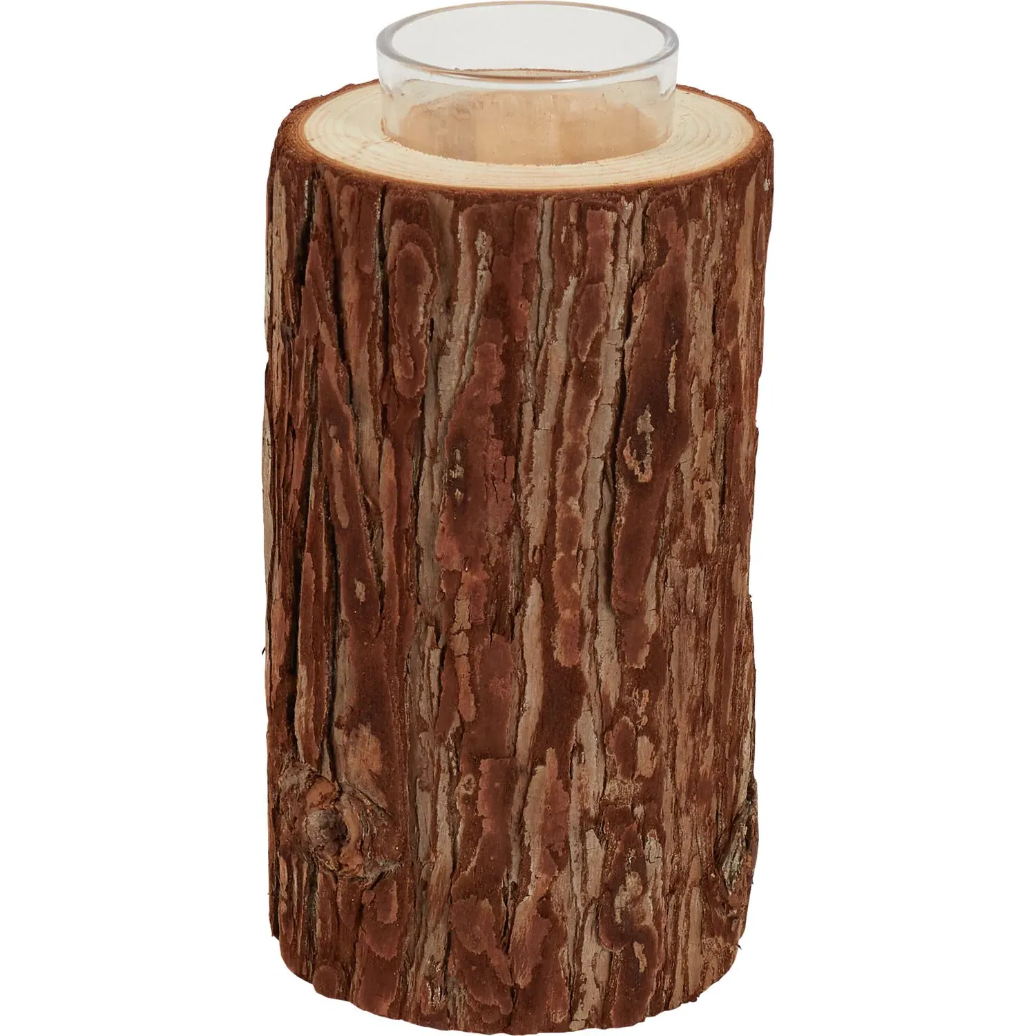 Set of 3 Wood Tealight Holders - Brown