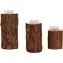 Set of 3 Wood Tealight Holders - Brown