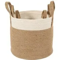 Set of 3 Woven Storage Baskets with Handles - Natural