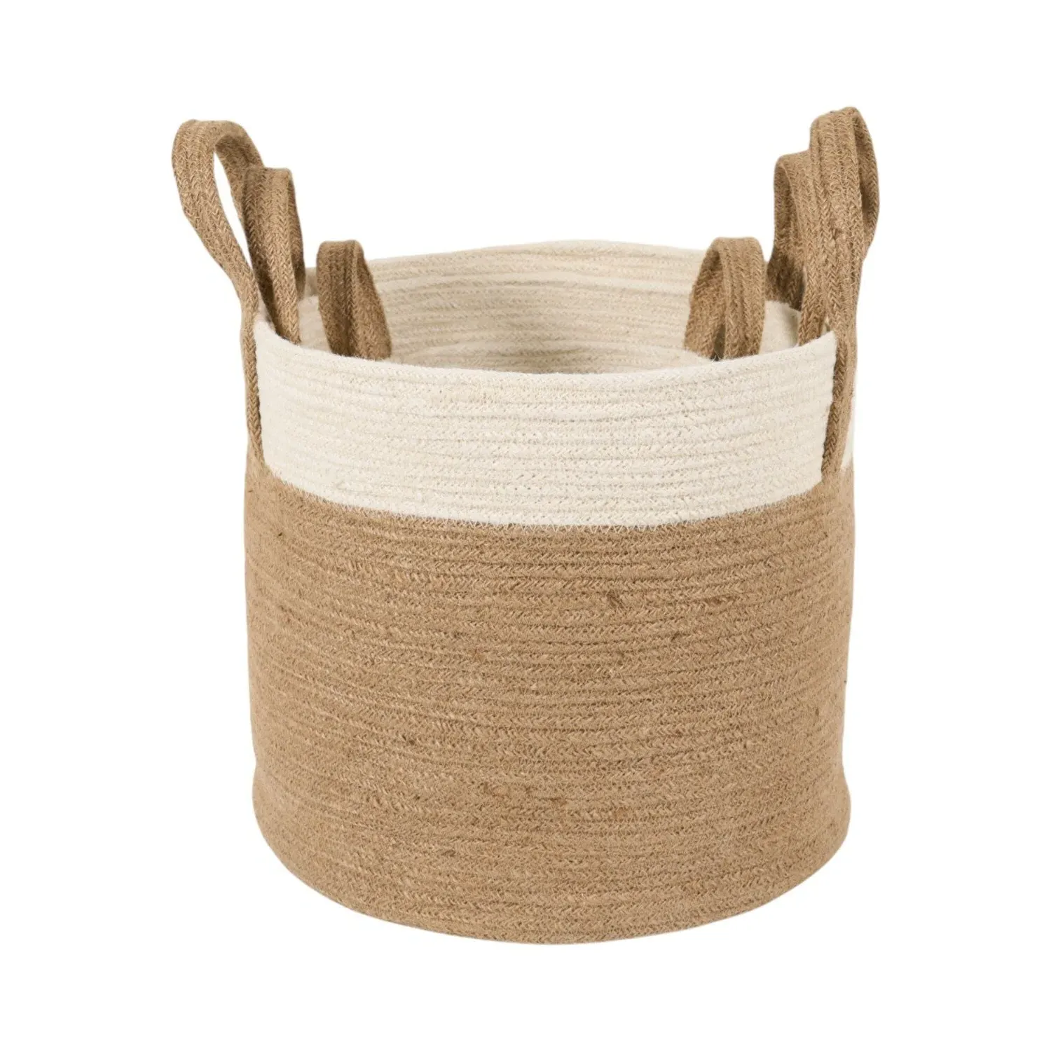 Set of 3 Woven Storage Baskets with Handles - Natural