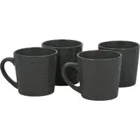 Set of 4 Geo Debossed Mugs - Grey