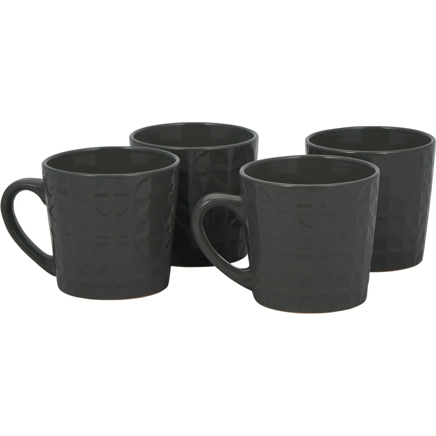Set of 4 Geo Debossed Mugs - Grey
