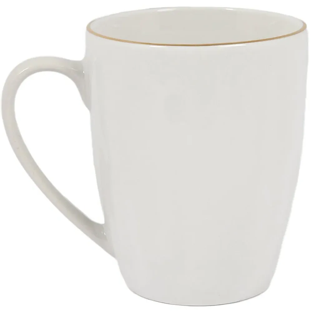 Set of 4 Porcelain Mugs with Gold Rim - White