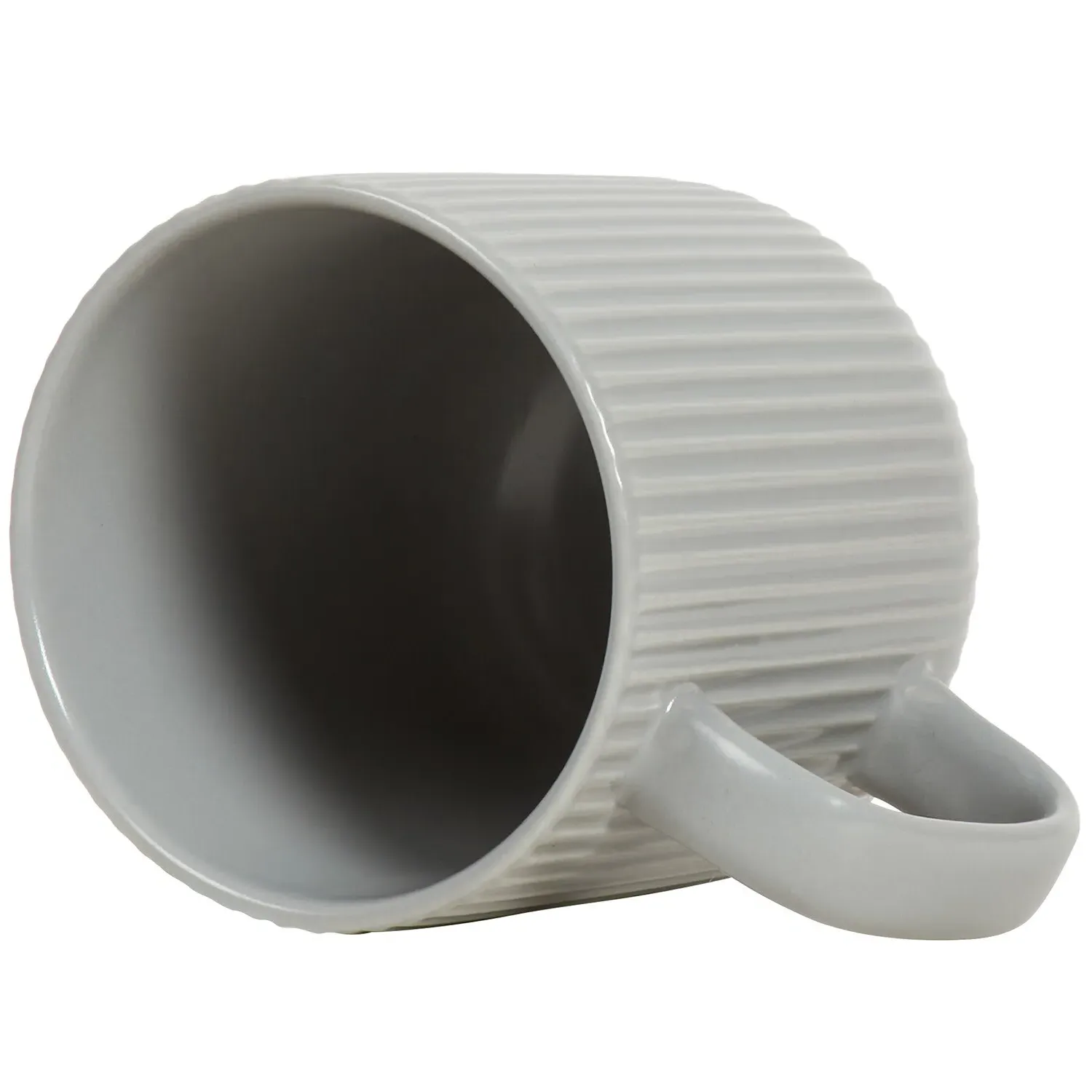 Set of 4 Ribbed Mugs - Grey