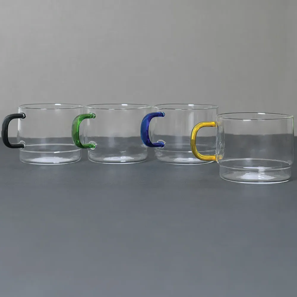 Set of 4 Stackable Glass Coffee Cups - Clear