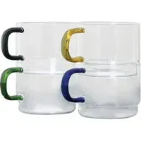 Set of 4 Stackable Glass Coffee Cups - Clear