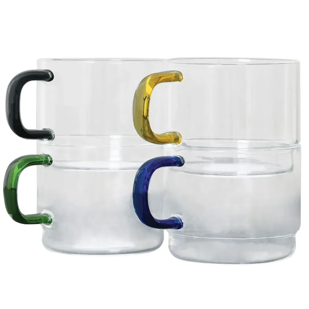 Set of 4 Stackable Glass Coffee Cups - Clear image