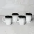 Set of 4 Stoneware Mugs with Black Rim - Black, White