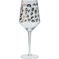 Set of Four Large Wine Glasses - Leopard Print, Rose Gold