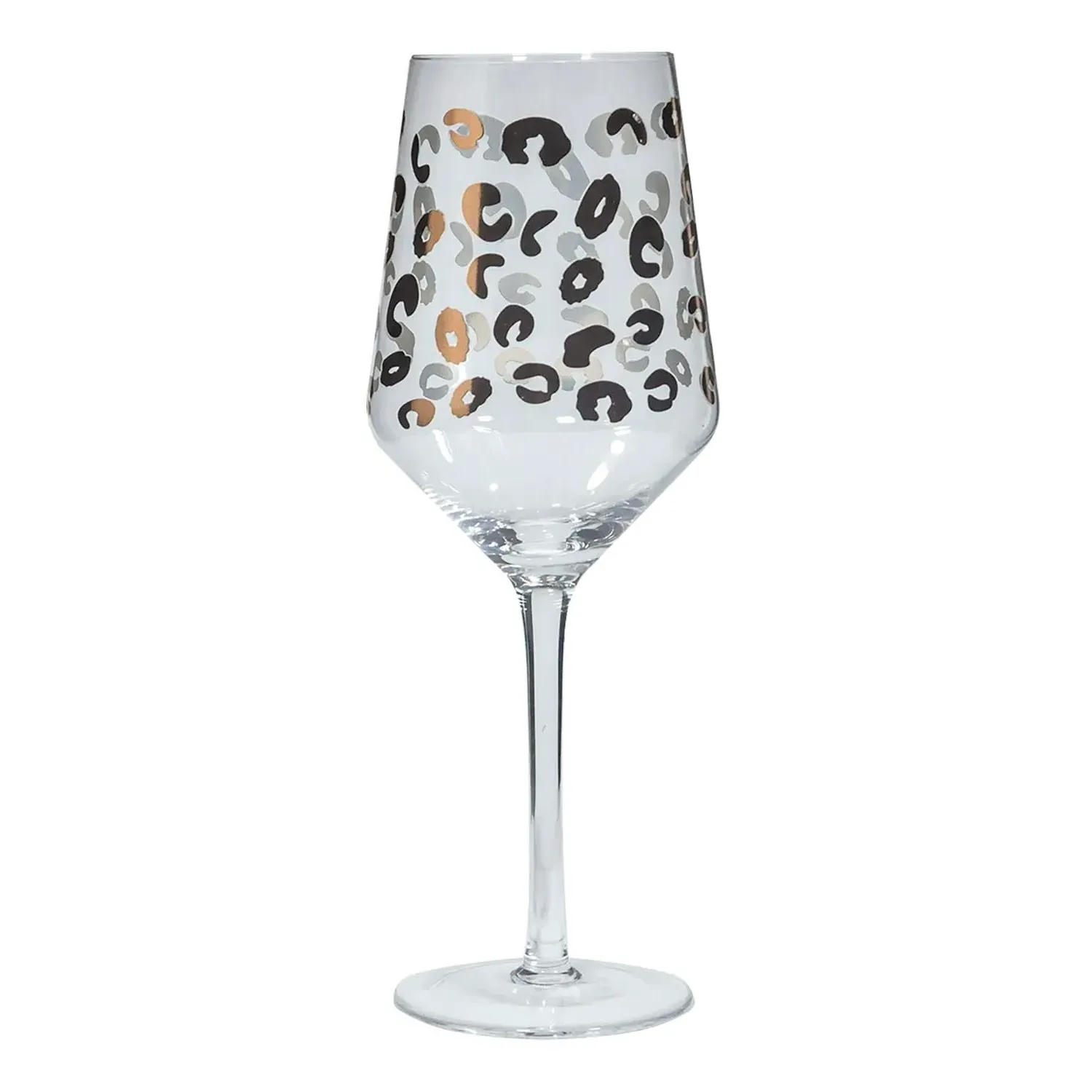 Set of Four Large Wine Glasses - Leopard Print, Rose Gold image