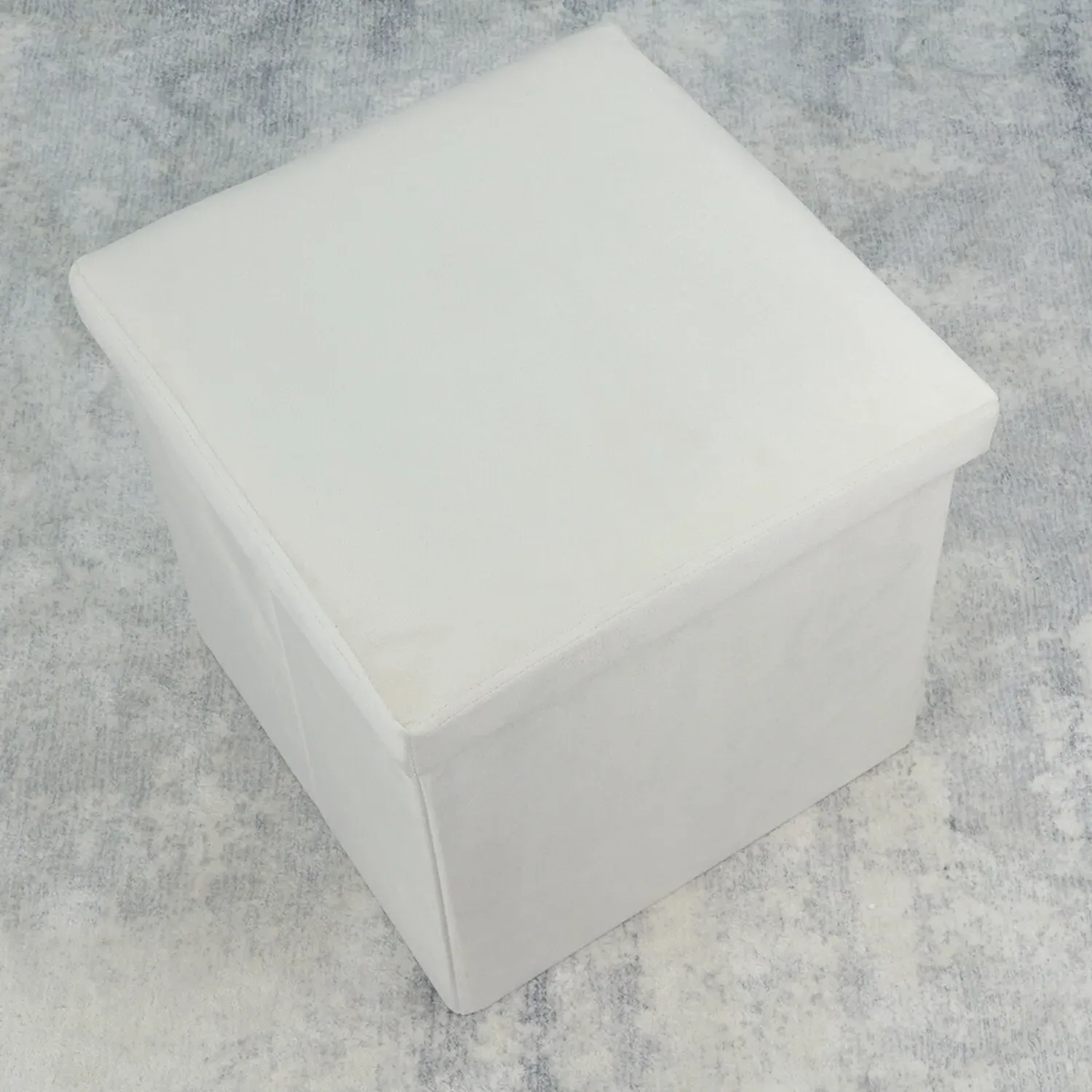 Seville Cube Ottoman with Storage - Cream, Crushed Velvet