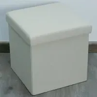 Seville Foldable Storage Box with Seating - Cream, Linen
