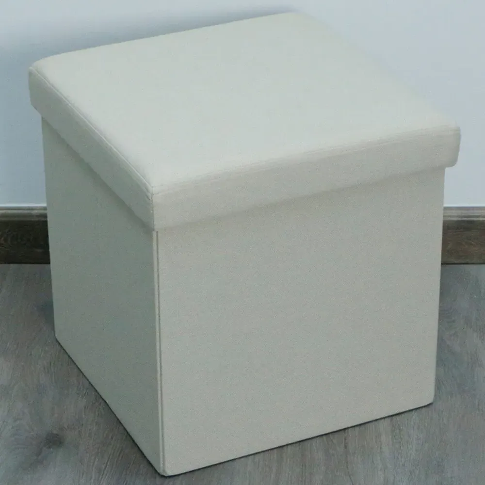 Seville Foldable Storage Box with Seating - Cream, Linen