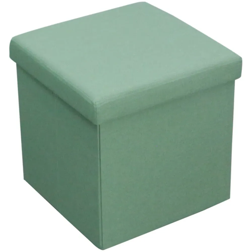 Seville Foldable Storage Box with Seating - Green, Linen