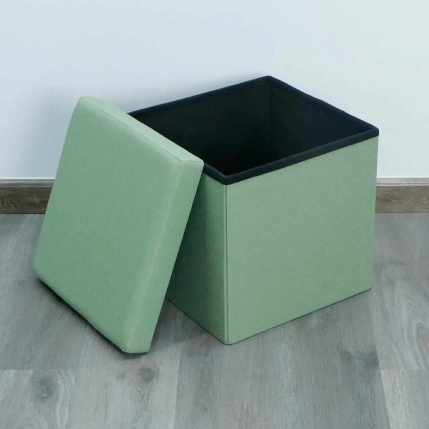 Seville Foldable Storage Box with Seating - Green, Linen
