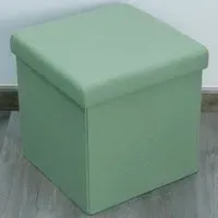 Seville Foldable Storage Box with Seating - Green, Linen