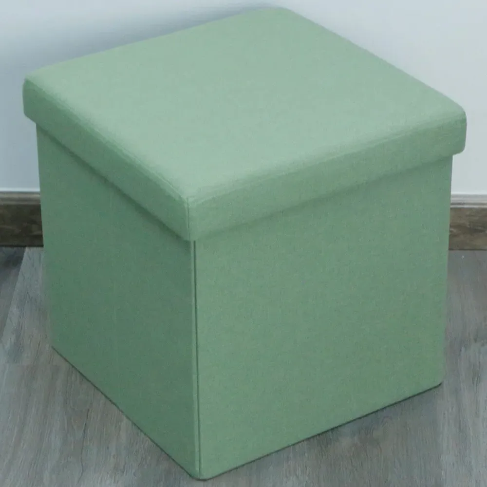 Seville Foldable Storage Box with Seating - Green, Linen