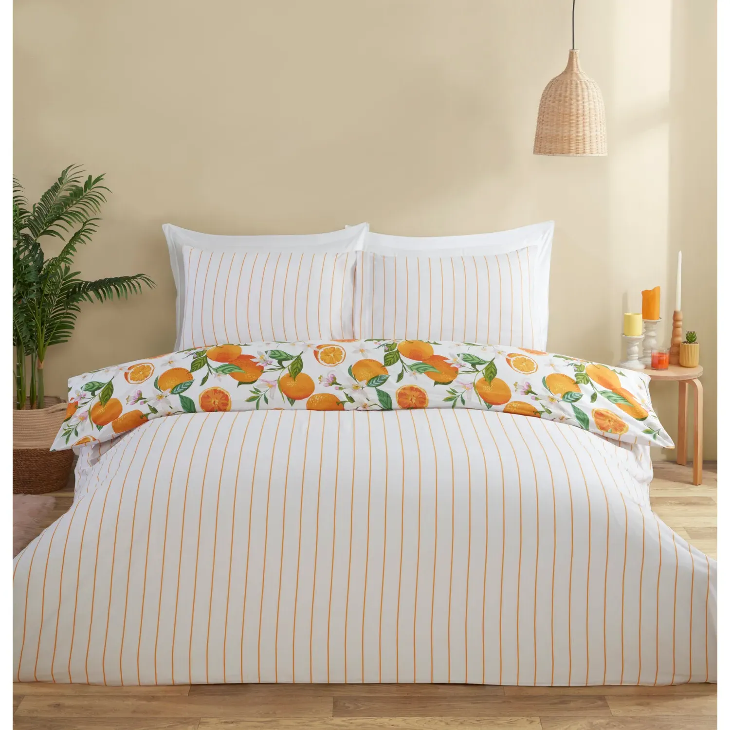 Seville King Size Duvet Cover and Pillowcase Set - Orange