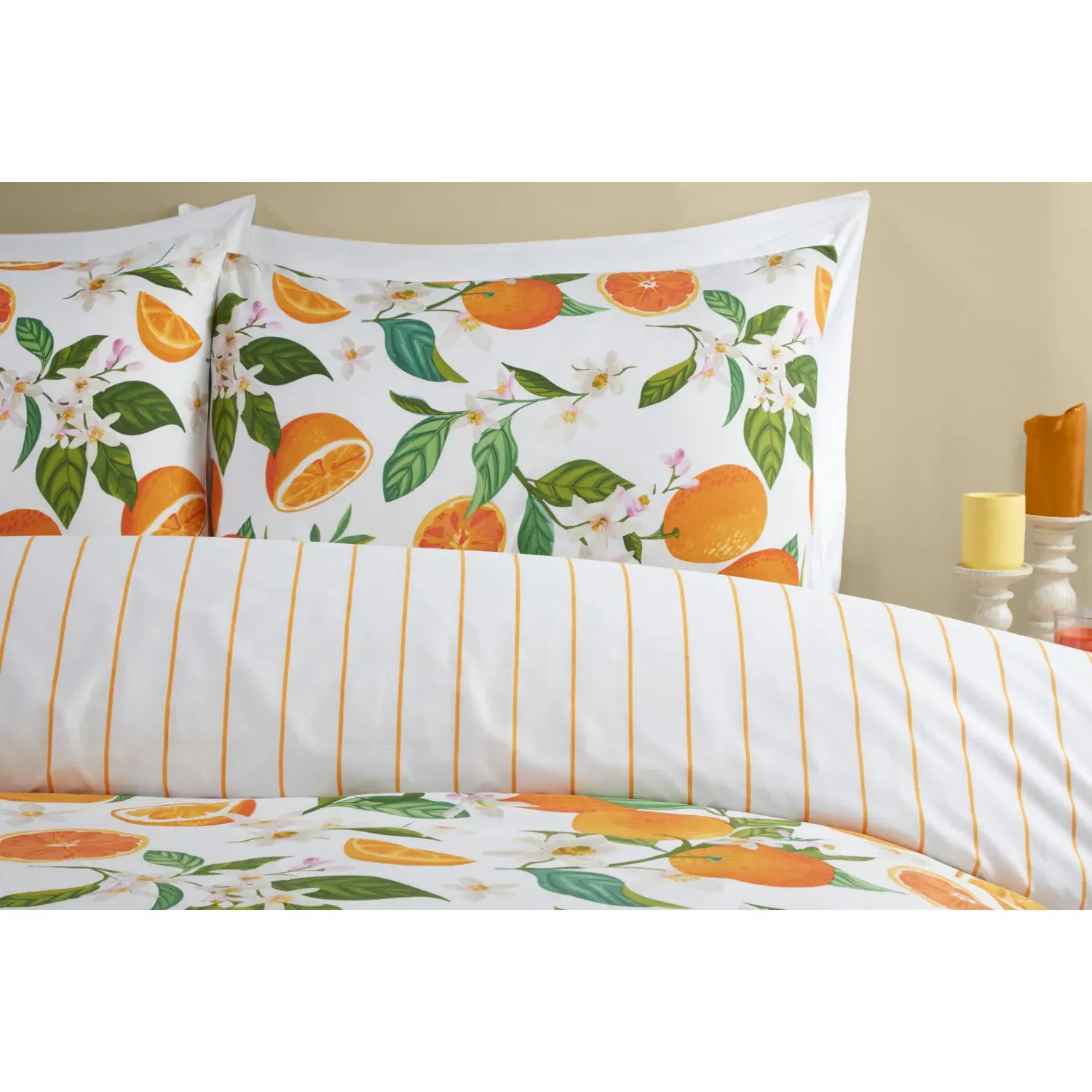 Seville King Size Duvet Cover and Pillowcase Set - Orange