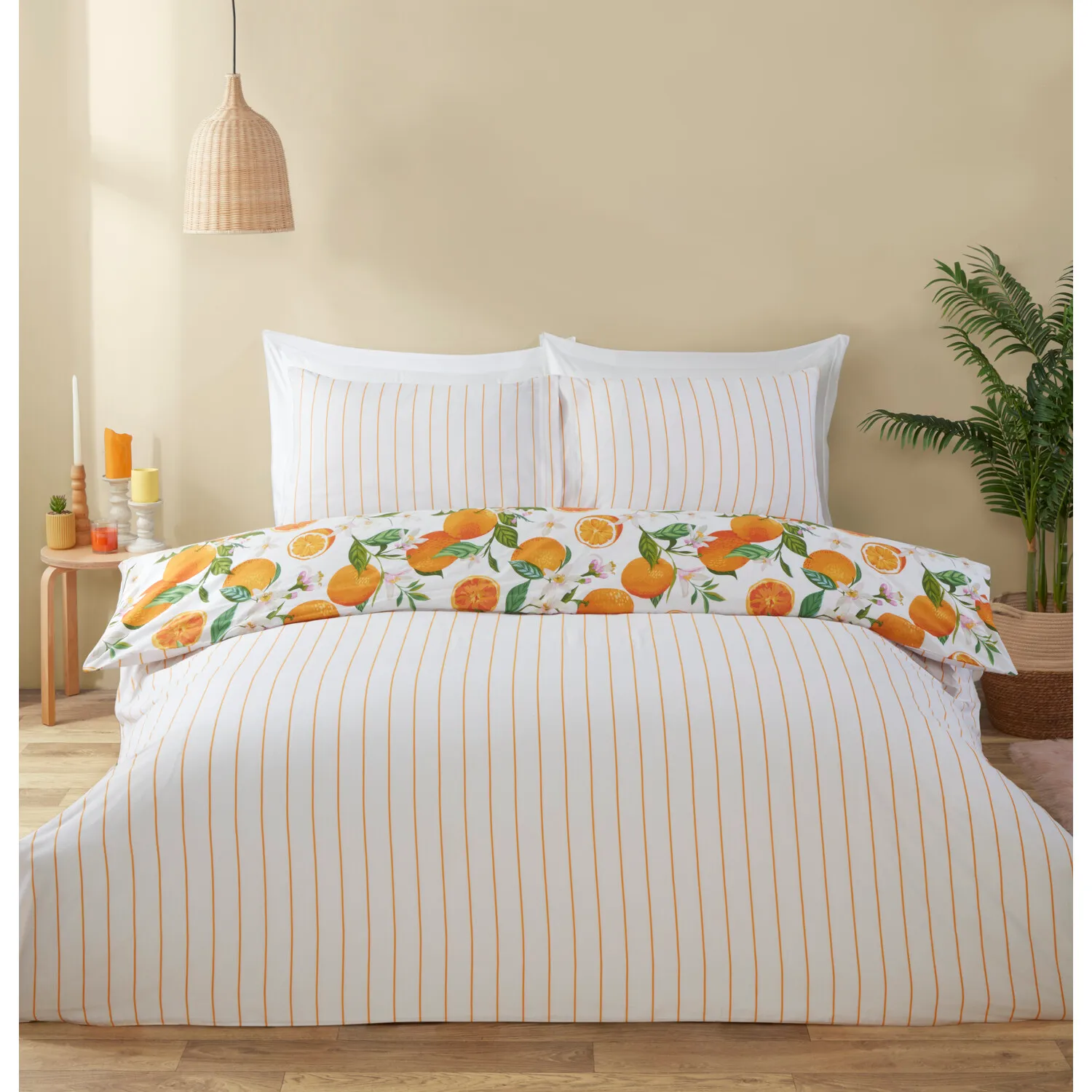 Seville Single Duvet Cover and Pillowcase Set - Orange