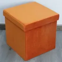 Seville Storage Box with Seating - Orange, Velvet