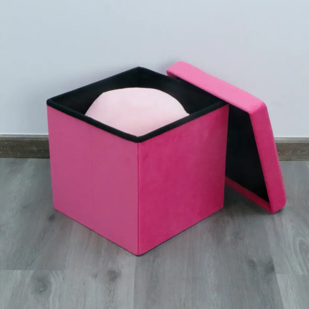Seville Storage Box with Seating - Pink, Velvet