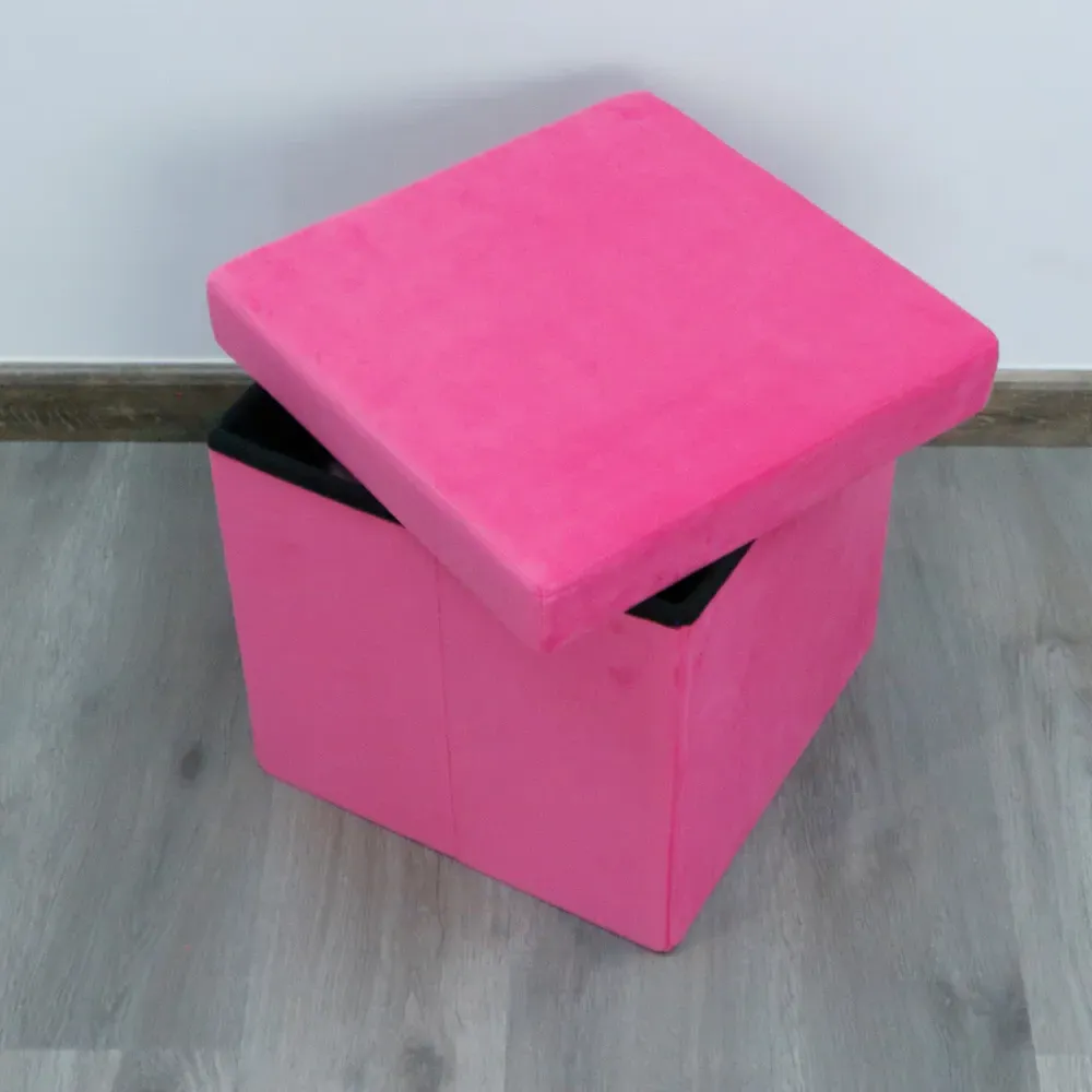 Seville Storage Box with Seating - Pink, Velvet
